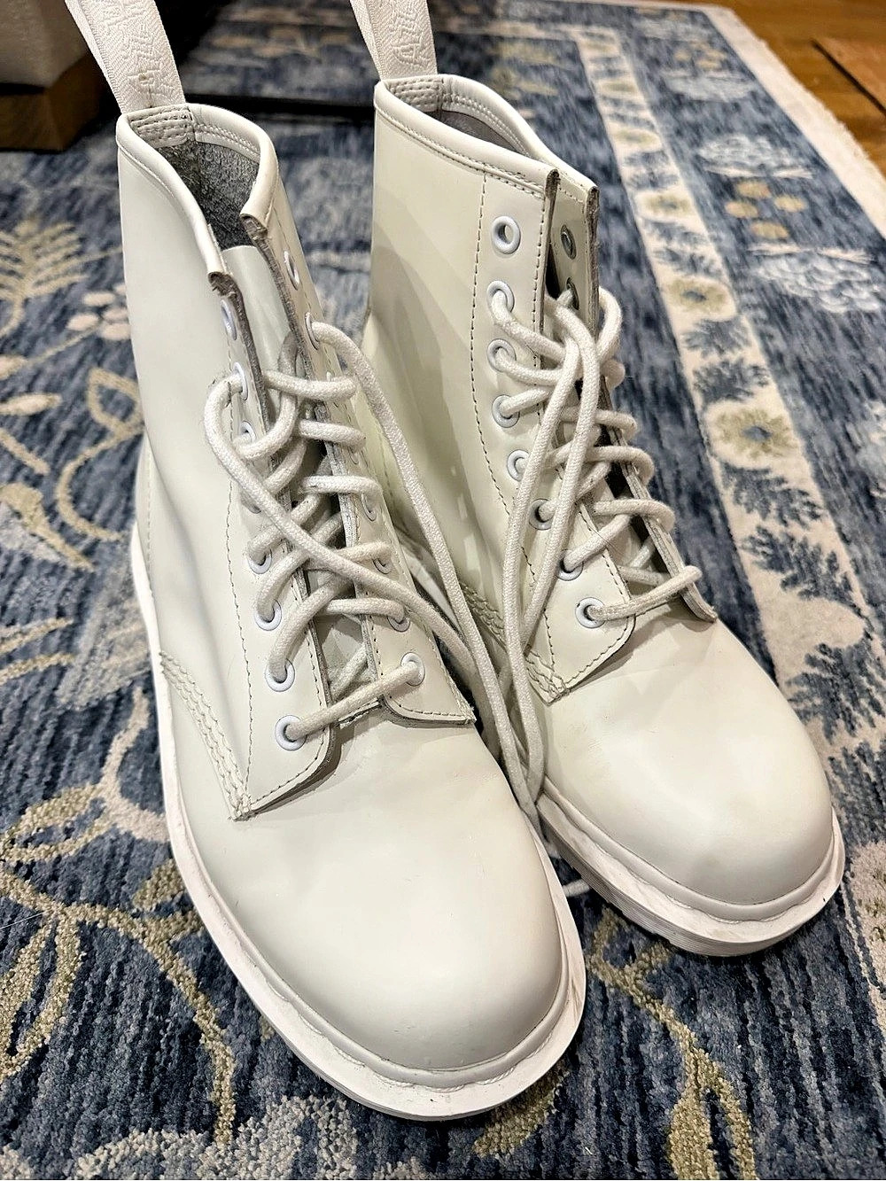 Dr. Martens 1460 Mono Smooth Leather Lace Up Boots White Combat Boots US 8 M